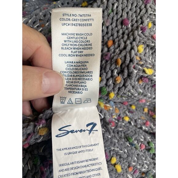 Seven 7 Seven7 Sweater Womens Chunky Knit Confetti Pullover Size Large Gray - Picture 15 of 15
